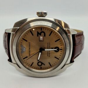 Emporio Armani Watch Men 47mm Silver and Rose Gold Tone Date AR-5831